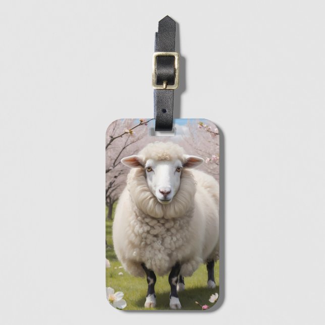 Cute Fluffy Sheep Bagagebricka (Framsida vertikal)