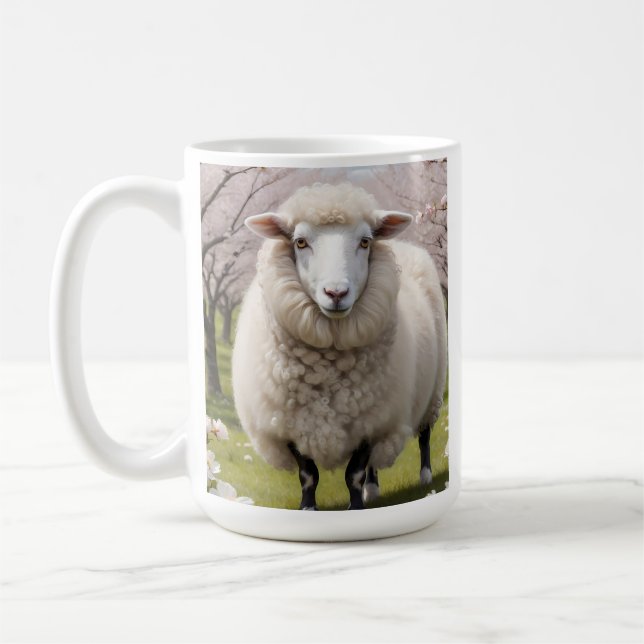 Cute Fluffy Sheep Kaffemugg (Vänster)