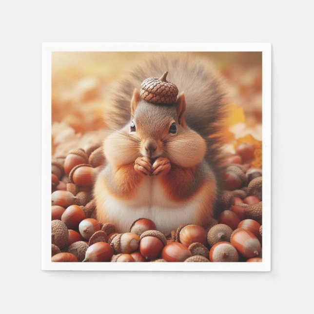Cute Fluffy Squirrel Pappersservett (Framsidan)