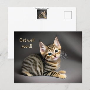 Cute fluffy tabby katt baby "kom snart" vykort