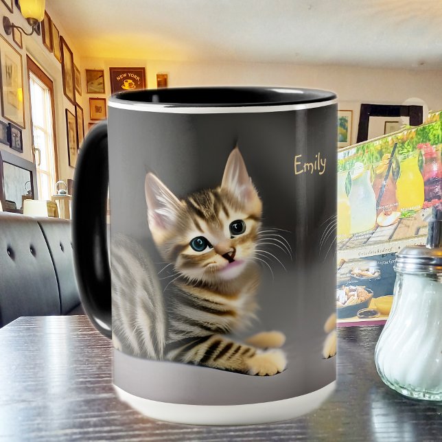 Cute fluffy tabby katt baby mugg (Skapare uppladdad)