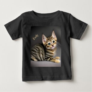 Cute fluffy tabby katt baby t shirt