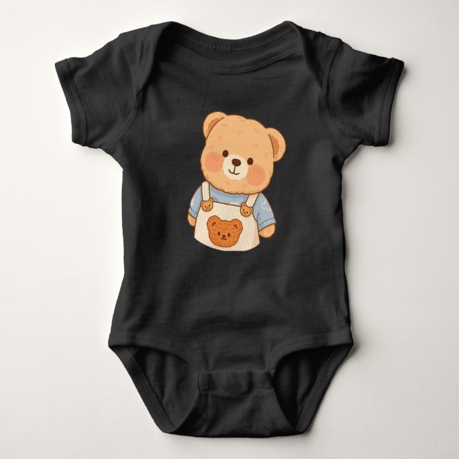 Cute Fluffy Teddy Bear Sticker – Adorable Kawaii T Shirt (Framsida)