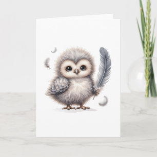 Cute Fluffy Uggla All-Tillfälle Blank Hälsning Kort