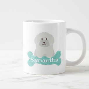 Cute Fluffy White Pudel Puppy Hund älskare Monogr Jumbo Mugg