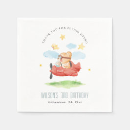 Cute Fly over Nalle Animal Flygplan Birday Pappersservett