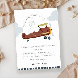 Cute Fly over plan Cloud Blue Heart Birday Tack Kort