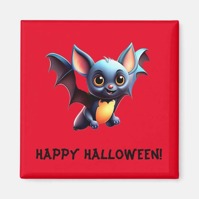 Cute Flygande Fladdermus | HAPPY HALLOWEEN Magnet (Framsidan)