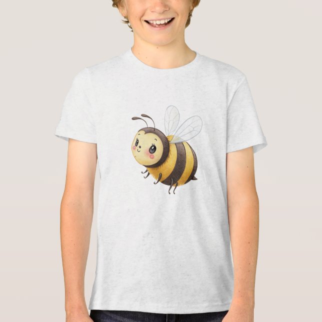 Cute Flying Bumblebee Illustration T Shirt (Framsida)
