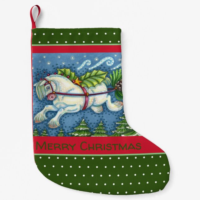 CUTE FLYING CHRISTMAS PONY PULLING PINECONE SLEIGH LITEN JULSTRUMPA (Framsidan)