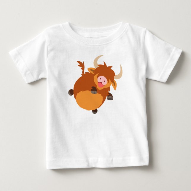 Cute Flytande Tecknad Highland Cow Baby T-Shirt (Framsida)