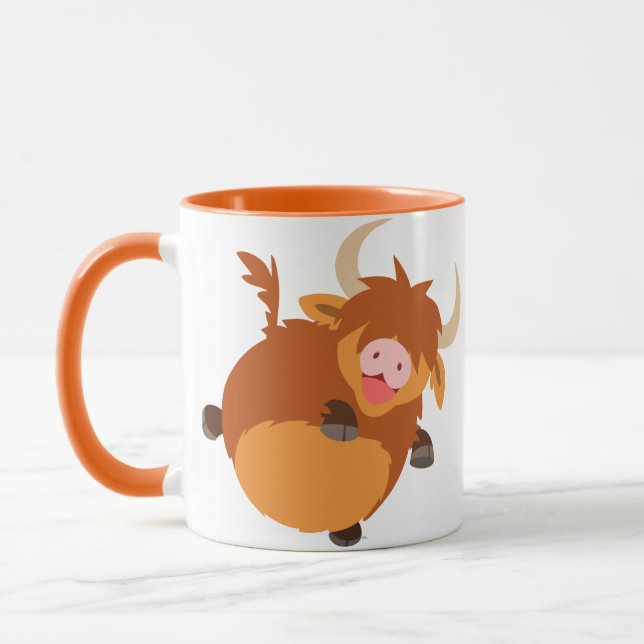 Cute Flytande Tecknad Highland Cow Mugg (Vänster)