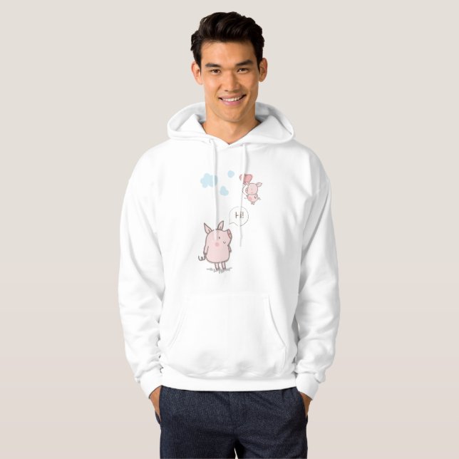 Cute Flyter Gris och säger hej Hoodie (Hel framsida)