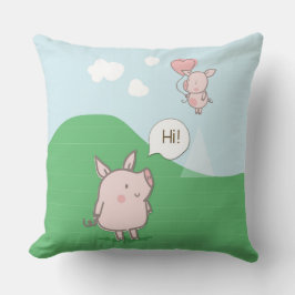 Cute Flyter Gris och säger hej Kudde