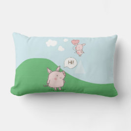 Cute Flyter Gris och säger hej Lumbarkudde