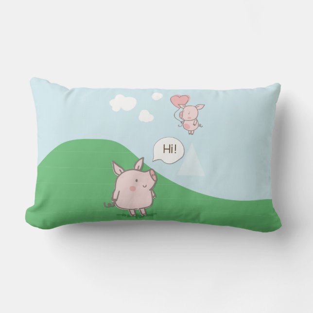 Cute Flyter Gris och säger hej Lumbarkudde (Framsida)