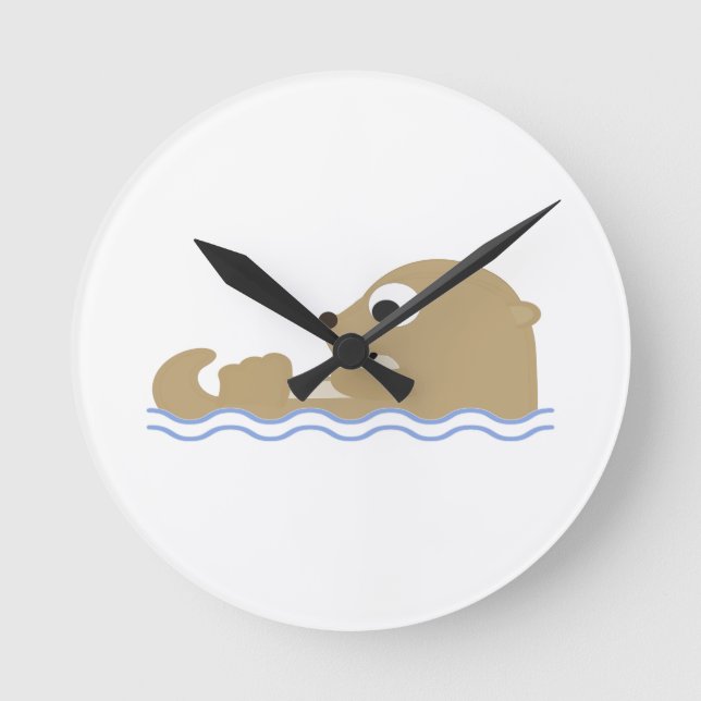 Cute Flyter Otter Rund Klocka (Framsida)