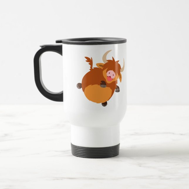 Cute Flyter Tecknad Highland Cow Mugg (Vänster)