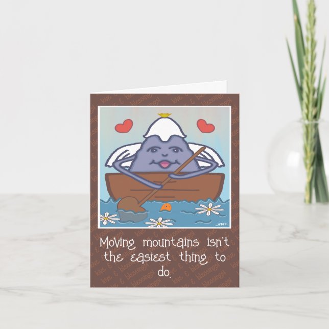 Cute Flytta Mountain Angel Encouragement Kort (Framsida)