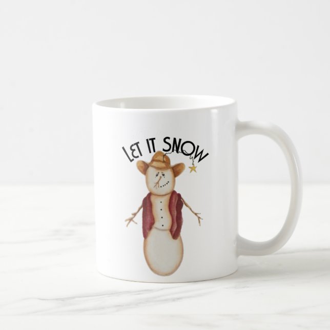 Cute Folk Art Cowboy Snögubbe Kaffemugg (Höger)