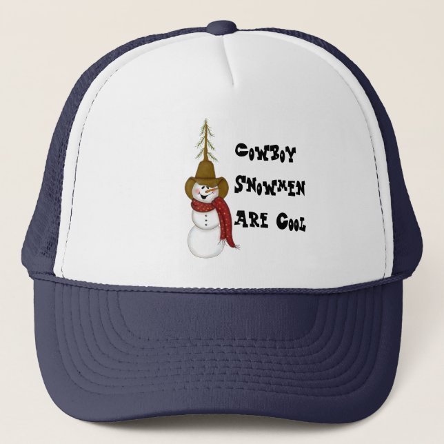 Cute Folk Art Cowboy Snögubbe Keps (Framsida)