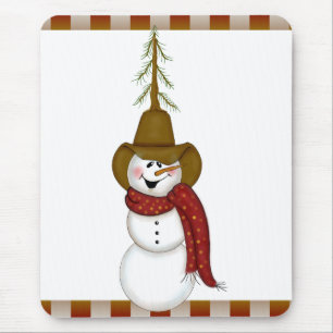 Cute Folk Art Cowboy Snögubbe Musmatta