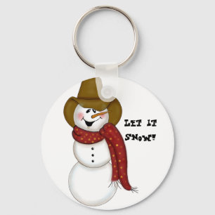 Cute Folk Art Cowboy Snögubbe Nyckelring