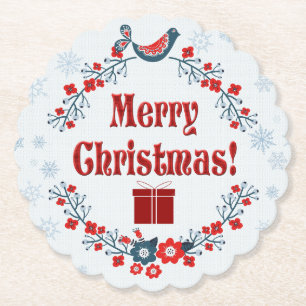 Cute Folk Art God jul Wand Underlägg Papper