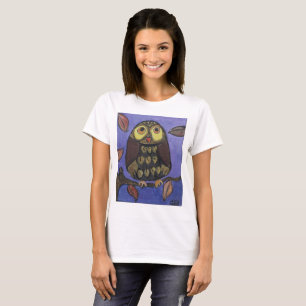 Cute Folk Art Uggla Bird Painting Tee