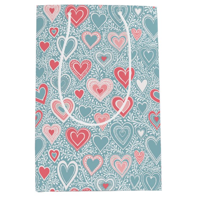 Cute Folk Floral Heart Dusty Blue Pink Baby Shower (Framsidan)