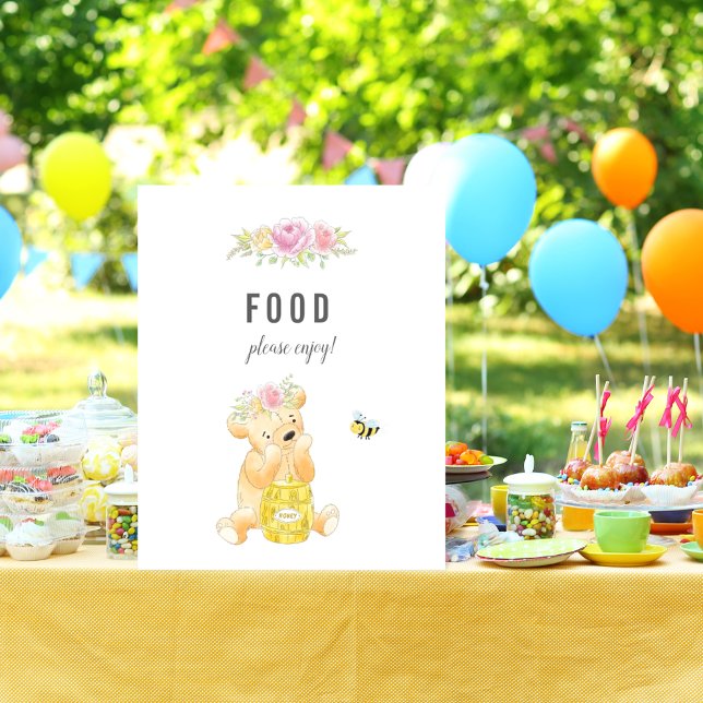 Cute Food Bord Girl Nalle Baby Shower Poster (Skapare uppladdad)