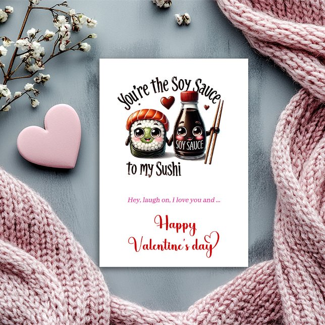 Cute Food Valentine Card with Sweet Funny Quote Julkort (Cute Food Valentine Card with Sweet Funny Quote)