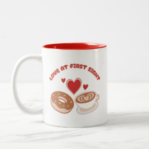 Cute Foodie Couple Coffee och Donut Mugg