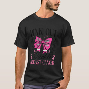 Cute Football Coquette Bow Rosa Out Tackle Breast T Shirt