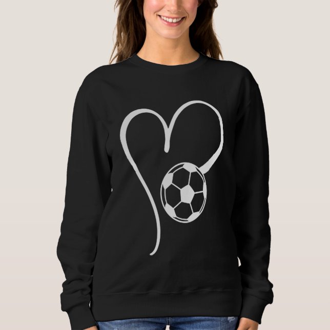 Cute Football Love Heart Soccer Women Mom T Shirt (Framsida)