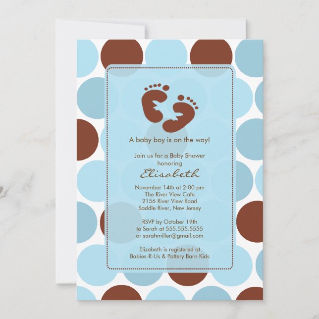 Cute Footprint Boy Baby Shower-inbjudan Inbjudningar (Framsida)