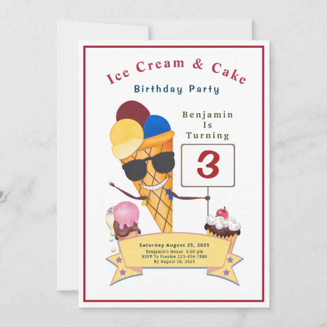 Cute för barnFödelsedagsfest Roligt Inbjudningar (Framsida)