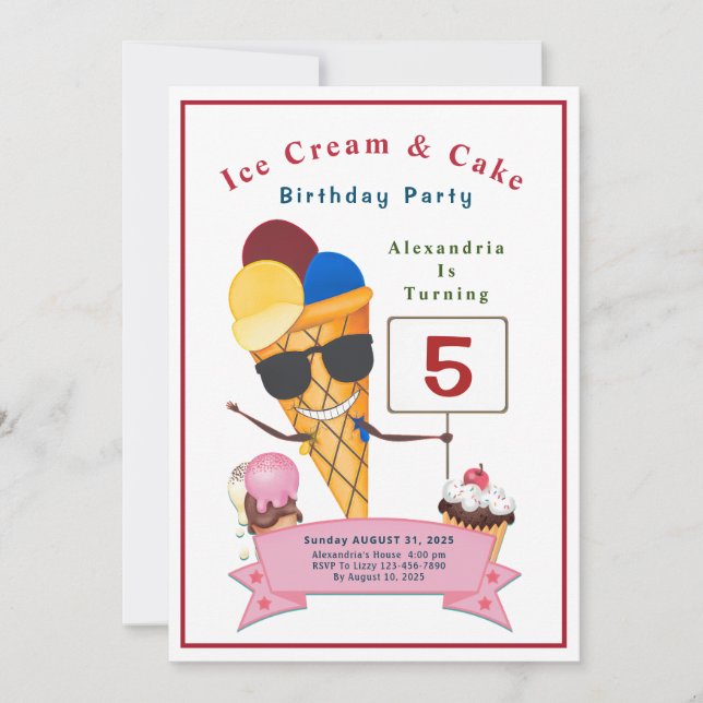 Cute för barnFödelsedagsfest Roligt Inbjudningar (Framsida)