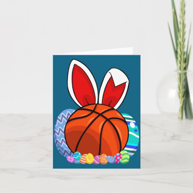 Cute For Basketball Easter Egg Bunny Kort (Framsida)