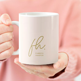 Cute för  Rosa Guld Snyggt med monogram skript Kaffemugg