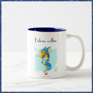 Cute Före och efter kaffet Mugg Dragon och Fairy