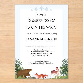 Cute Forest Animals Baby Boy Shower Design