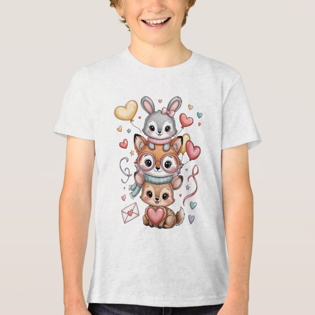 Cute forest animals for Valentine's Day T Shirt (Framsida)