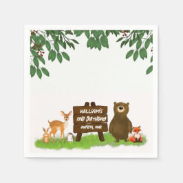 Cute Forest Animals Happy Woodland Kid's Birthday Pappersservett