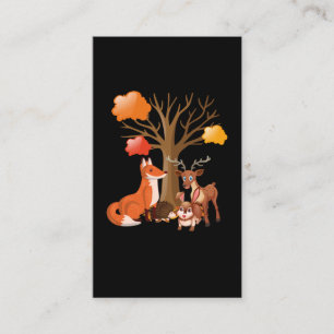 Cute Forest Animals Hjort Fox Bunny Hedgehog Visitkort