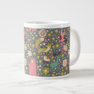 Cute Forest Animals Mönster Jumbo Mugg