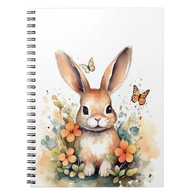 Cute Forest baby bunny Pints Nursery Art Anteckningsbok (Framsidan)