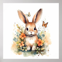 Cute Forest baby bunny Pints Nursery Art