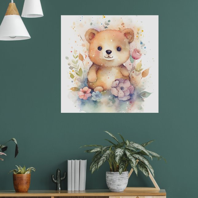 Cute Forest baby har Pints Nursery Art Poster (Vardagsrum 1)