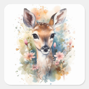 Cute Forest Baby Kära Pints Nursery Art Fyrkantigt Klistermärke